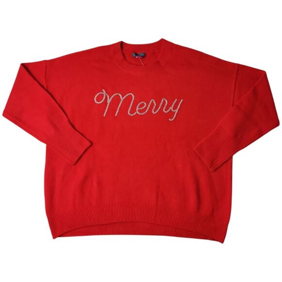 Vince Camuto Women's Warm Cozy Festive Holiday Sweater - Merry - Picture 1 of 3